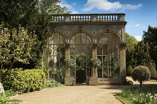 Orangerie (Palmenhaus), Castle Ashby Gardens, Castle Ashby bei Northampton (Northamptonshire)