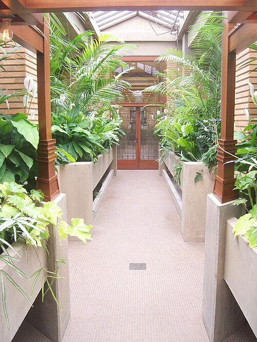 Martin House Conservatory (Darwin D. Martin House Complex), Buffalo, New York — Photo of the conservatory looking towards the pergola in the Darwin D Martin House by…