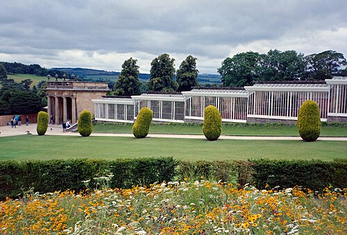 The Conservative Wall („The Case“), Chatsworth, Chatsworth, bei Bakewell (Derbyshire) — The Conservative Wall, Chatsworth House