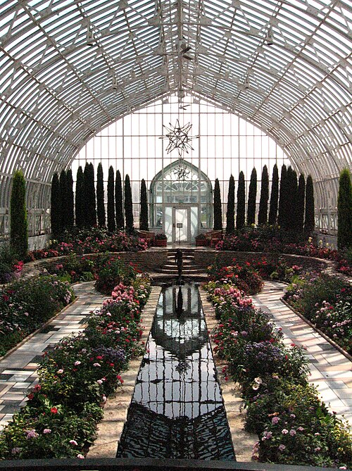 Marjorie McNeely Conservatory, Saint Paul, Minnesota — The sunken garden at Como Conservatory in St. Paul , Minnesota. Photo taken 1 August…
