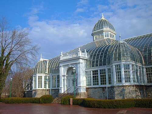 Franklin Park Conservatory (John F. Wolfe Palm House), Columbus, Ohio — Franklin Park Conservatory, original western entrance. Taken by WKC.