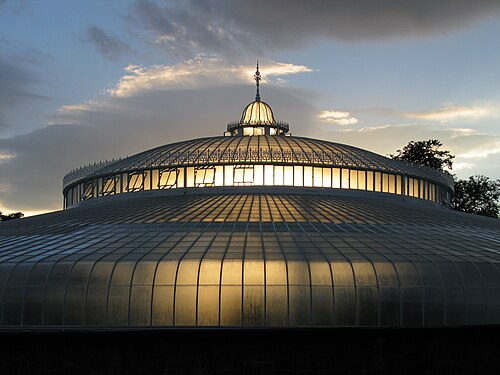 Kibble Palace, Glasgow, Schottland — Sunset shining through the restored Kibble Palace in the Botanic Gardens, Glasgow…