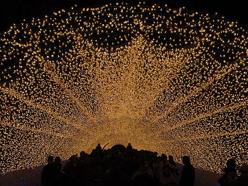 Begonia Garden, Nabana no Sato (なばなの里 ベゴニアガーデン), Nagashima, Kuwana, Mie Prefecture — Illuminated tunnel