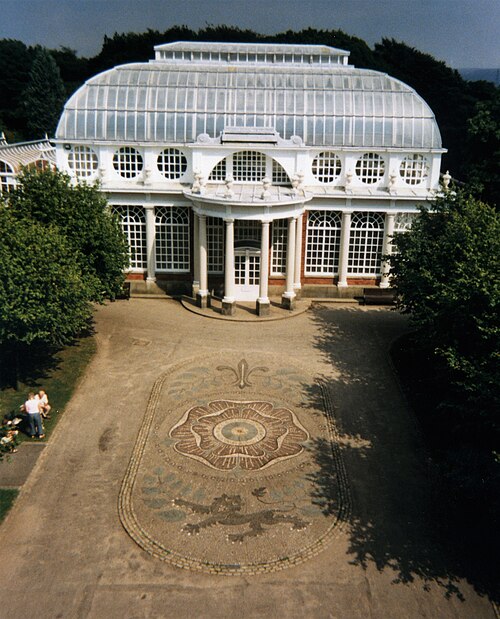 Palm House (Butterfly House), Williamson Park, Lancaster, Lancashire — The Palm House and Mosaic