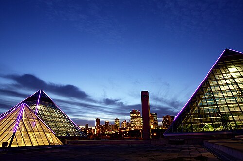 Muttart Conservatory, Edmonton — Downtown Edmonton skyline shot from Muttart Conservatory.