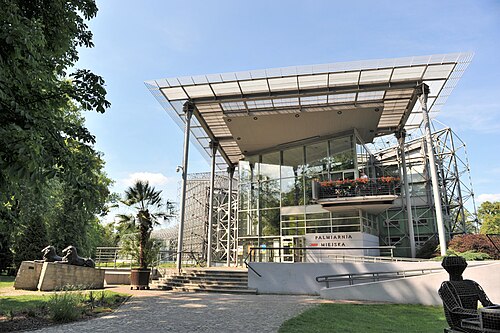 Städtisches Palmenhaus Gliwice, Gliwice — The Municipal Palm House in Gliwice - view from the southern side on the main entrance.