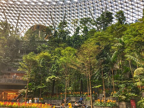 Jewel Changi Airport: Forest Valley und Glaskuppel, Flughafen Changi, Singapur — Jewel Changi Airport, Singapore