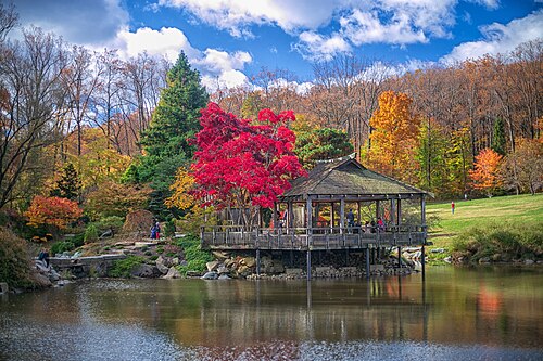 Brookside Gardens Conservatory, Wheaton, Maryland — The teahouse in the Gude Garden at Brookside Gardens in Fall 2018