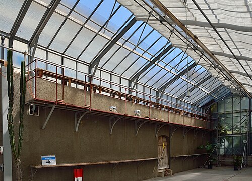 Tropenhaus und Gewächshäuser des Botanischen Gartens der Universität Wien, Wien, Landstraße (3. Bezirk) — Glashaus (Ignaz Gridl) im Botanischen Garten der Universität Wien.
