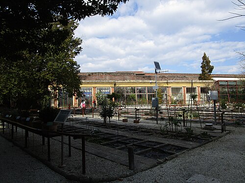 Gewächshäuser des Orto botanico comunale von Lucca (serre antiche von 1826 und moderne Gewächshäuser), Lucca, Toskana